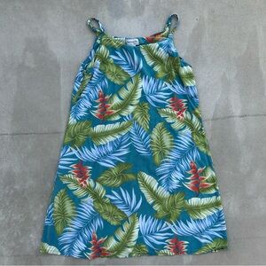 Vintage Bishop St. Apparel Tropical Slip Dress in Teal & Green